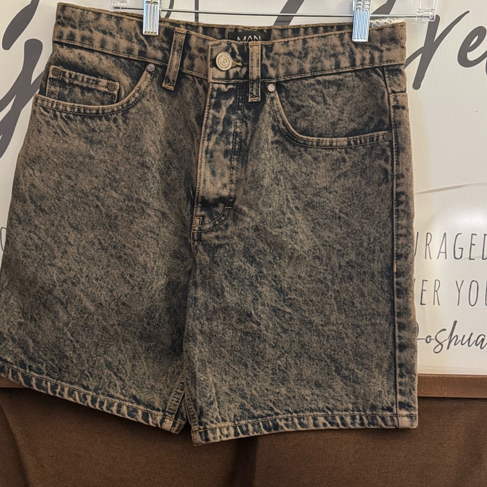Boohooman Acid Wash Denim Shorts